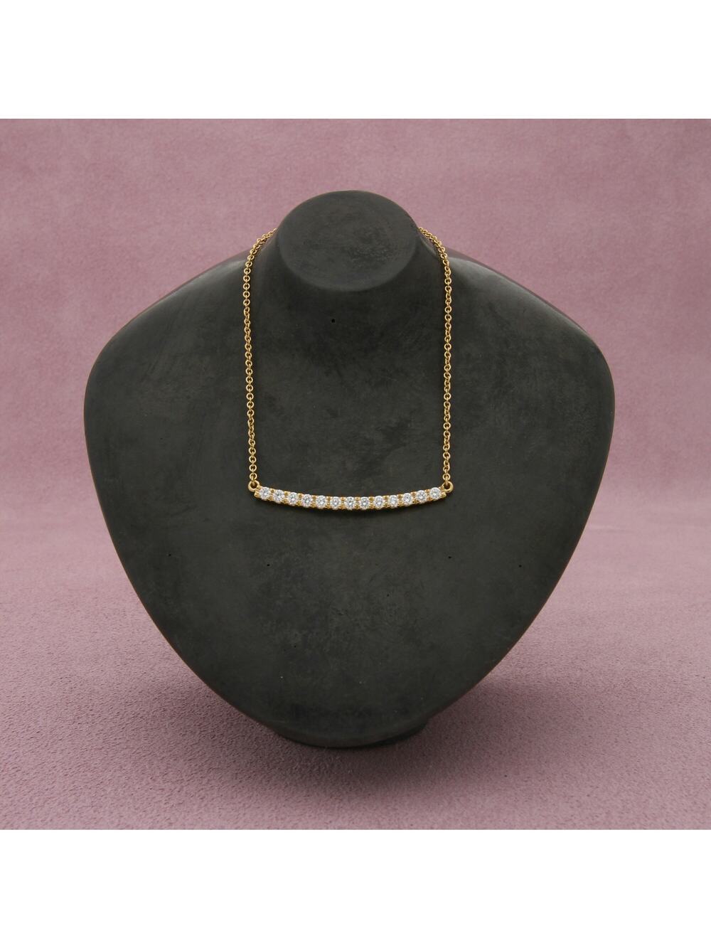 bony levy 18k yellow gold 0.42 ct diamond bar necklace size 17-19in
